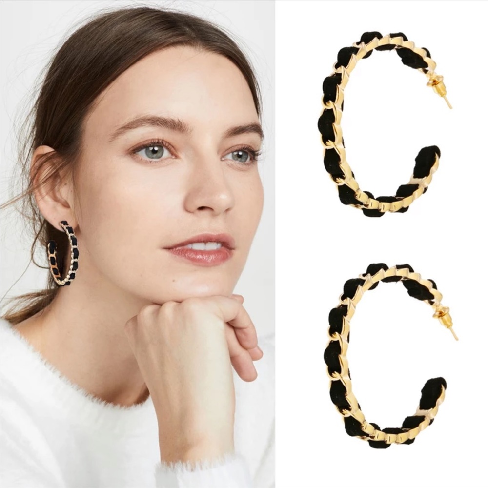 ZARA WOMEN EARRINGS BLACK HOOP EARRINGS